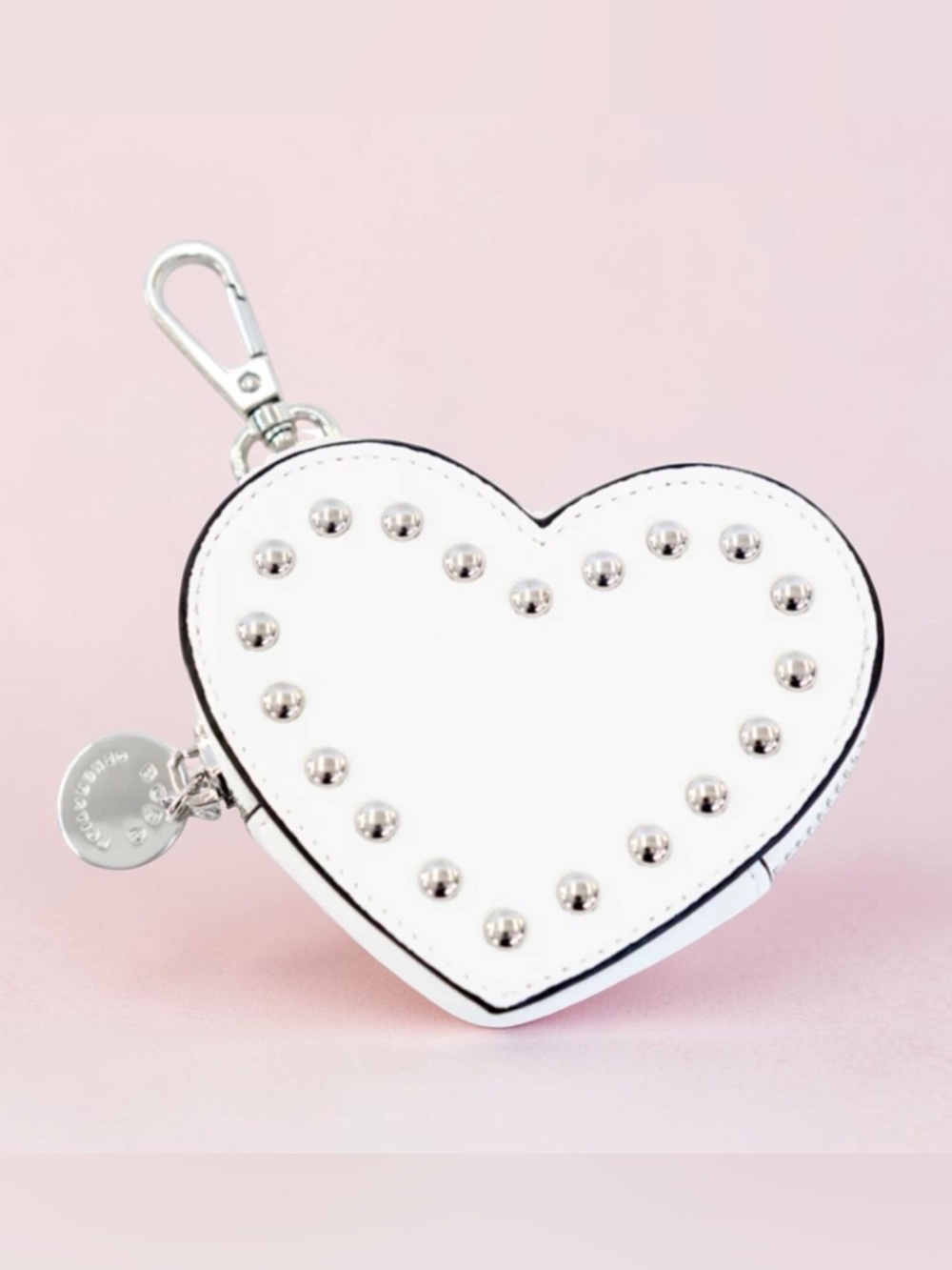BCBGeneration White Heart Studded Keychain Coin Pouch NWT